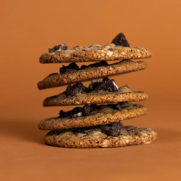 Homemade Cookies & Cream cookies with a crispy edge and soft center