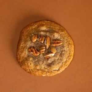 Freshly baked Dark Chocolate Pecan cookies with rich Guittard chocolate