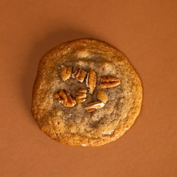 Freshly baked Dark Chocolate Pecan cookies with rich Guittard chocolate